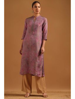 Soch - Purple Shimmer Kurta with Botanical Pearl
