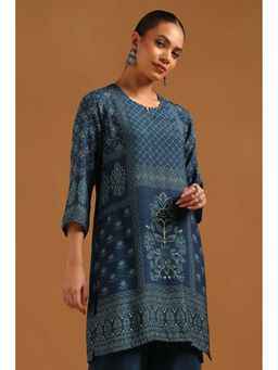 Soch - Blue Muslin Kurta with Botanical