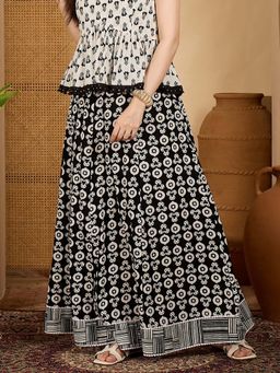 Stylum - Black Printed Cotton Skirt