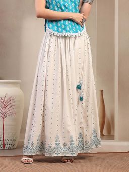 Stylum - White Ethnic Printed Rayon Skirt