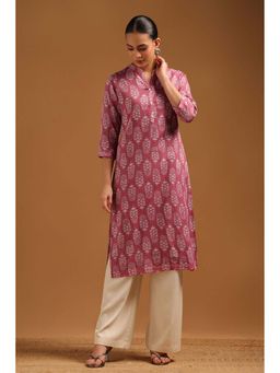 Soch - Onion Pink Cotton Kurta with Ethnic Motifs
