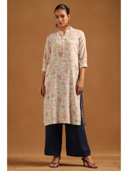 Soch - Cream Cotton Kurta with Floral Print