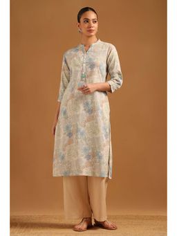 Soch - Off White Cotton Kurta with Floral Print