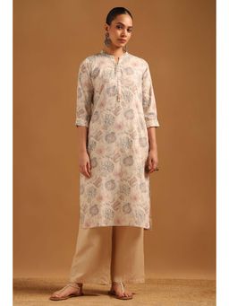 Soch - Beige Cotton Kurta with Floral Print
