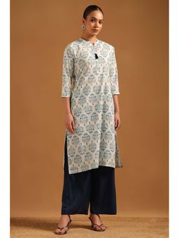 Soch - Blue Cotton Kurta with Botanical