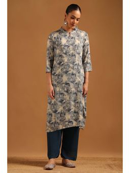 Soch - Grey Rayon Kurta with Floral Print