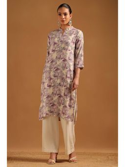 Soch - Purple Rayon Kurta with Floral Print