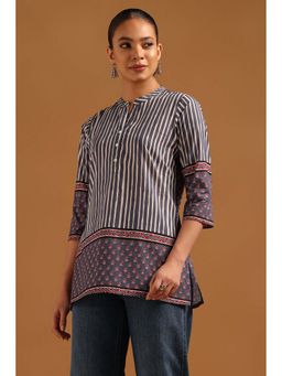 Soch - Blue Cotton Tunic with Stripes