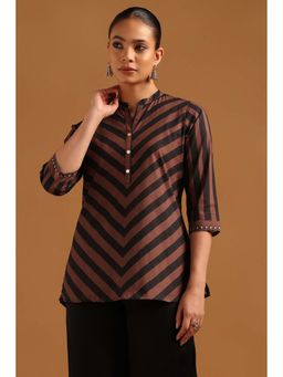 Soch - Brown Cotton Tunic with Stripes