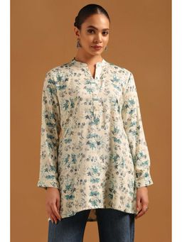 Soch - Off White Rayon Tunic with Botanical