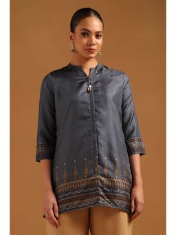 Soch - Indigo Muslin Tunic with Floral Print
