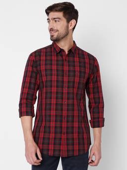 Spykar - Red Cotton Regular Fit Shirts For Men