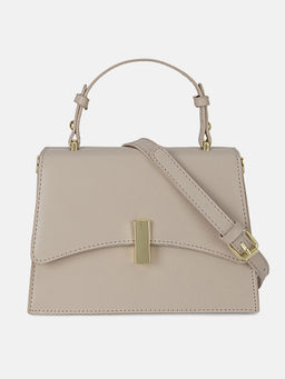 Kazo - Beige Solid Sling and Cross Bag