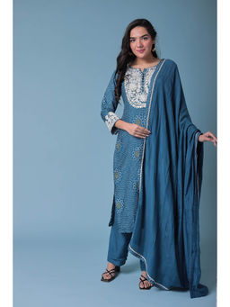 Zari Jaipur - Embroidery Kurta With Pant (Set of 3)