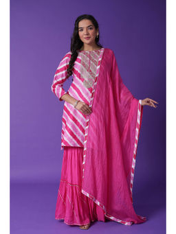 Zari Jaipur - Embroidery Kurta With Sharara & Dupatta (Set of 3)