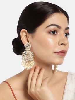 Laida - Gold-Plated Kundan Studded Circular Drop Earrings