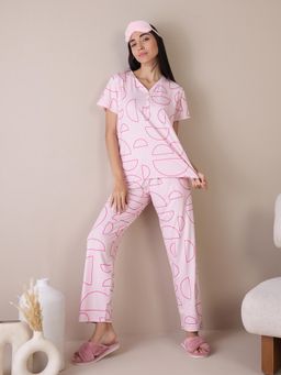 Sweet Dreams - Women Peach Printed Top with Pyjama (Set of 2)