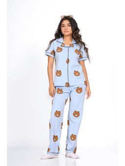 NAP STORY - Bear Printed Half Sleeves Shirt with Pyjama (Set of 2)