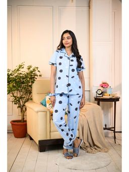 NAP STORY - Blue Oreo Printed Half Sleeves Shirt with Pyjama (Set of 2)