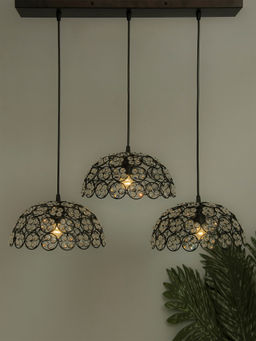 Homesake - Linear Hemisphere Chandelier Quad Crystal Light