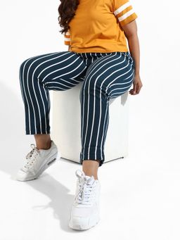 Instafab Plus - Women Striped Stylish Active & Evening Joggers