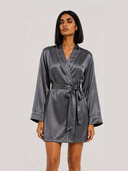 Noite Luxe - Women Mercure Grey Solid Satin Robe