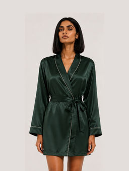Noite Luxe - Women Laurel Green Solid Satin Robe