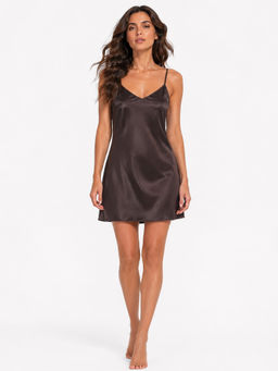 Noite Luxe - Women Sepia Brown Solid Night Dress