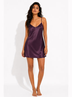 Noite Luxe - Women Mure Wine Solid Night Dress
