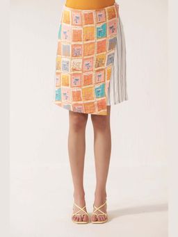 Muvazo - Brown Patch Work Skirt