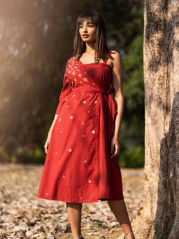 Okhai - Soulmate Hand Embroidered One Shoulder Wrap Dress