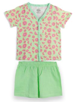 The Boo Boo Club - Green Organic Muslin Cotton Shirt and Shorts (Set of 2)