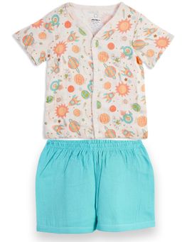 The Boo Boo Club - Off White Organic Muslin Cotton Shirt and Shorts (Set of 2)