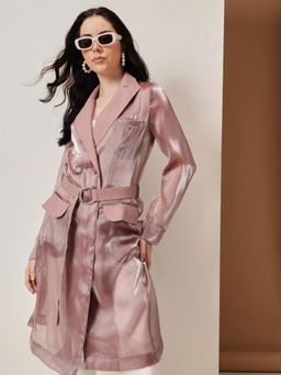 HOUSE OF S - Rose Gold Metallic Trench Coat with Belt