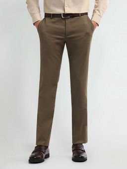 Arrow - Solid/Plain Beige Polyester Trousers