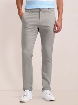 U.S. POLO ASSN. - Solid/Plain Light Grey Cotton Trousers