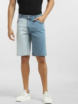 Jack & Jones - Blue Low Rise Colourblocked Denim Shorts