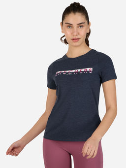 SKECHERS - Navy Blue Split Logo Round Neck Tee