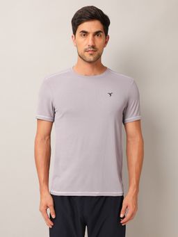 Technosport - Men Purple Polyester Solid Slim Fit T-Shirt