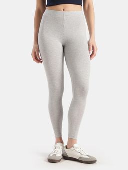 Jockey - AW87 Women Super Combed Cotton Elastane Stretch Leggings - Light Grey Melange