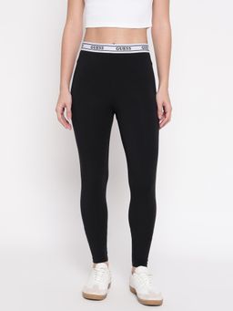 Guess - New Aline Black Solid Skinny Fit Leggings
