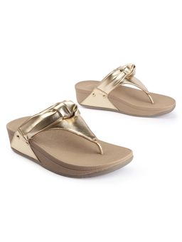 D'Shoe Lounge - Gold Designer Toe-Post Comfort Flip-Flop