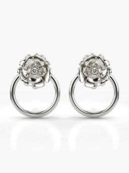 Valanova - Hallmarked 18K Gold and Certified Lab Grown Diamond 0.02Cts Silver Studs Earrings