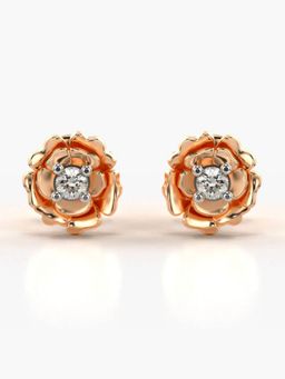 Valanova - Hallmarked 14K Gold and Certified Lab Grown Diamond 0.10Cts Rose Gold Studs Earrings