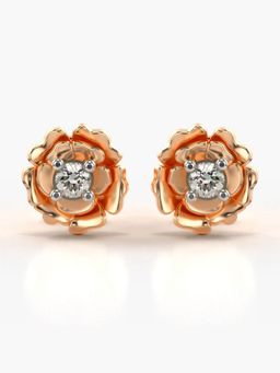 Valanova - Hallmarked 14K Gold and Certified Lab Grown Diamond 0.19Cts Rose Gold Studs Earrings