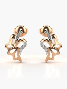 Valanova - Hallmarked 14K Gold and Certified Lab Grown Diamond 0.09Cts Rose Gold Studs Earrings