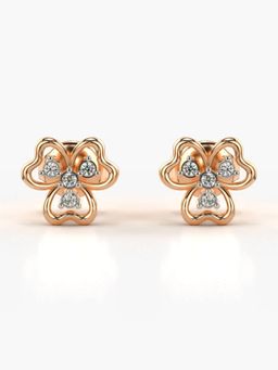 Valanova - Hallmarked 18K Gold and Certified Lab Grown Diamond 0.06Cts Rose Gold Studs Earrings