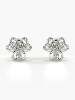 Valanova - Hallmarked 14K Gold and Certified Lab Grown Diamond 0.06Cts Silver Studs Earrings