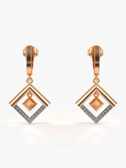 Valanova - Hallmarked 14K Gold and Certified Lab Grown Diamond 0.17Cts Rose Gold Drop Earrings