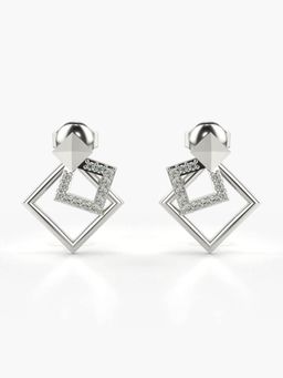 Valanova - Hallmarked 18K Gold and Certified Lab Grown Diamond 0.17Cts Silver Studs Earrings